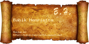 Babik Henrietta névjegykártya